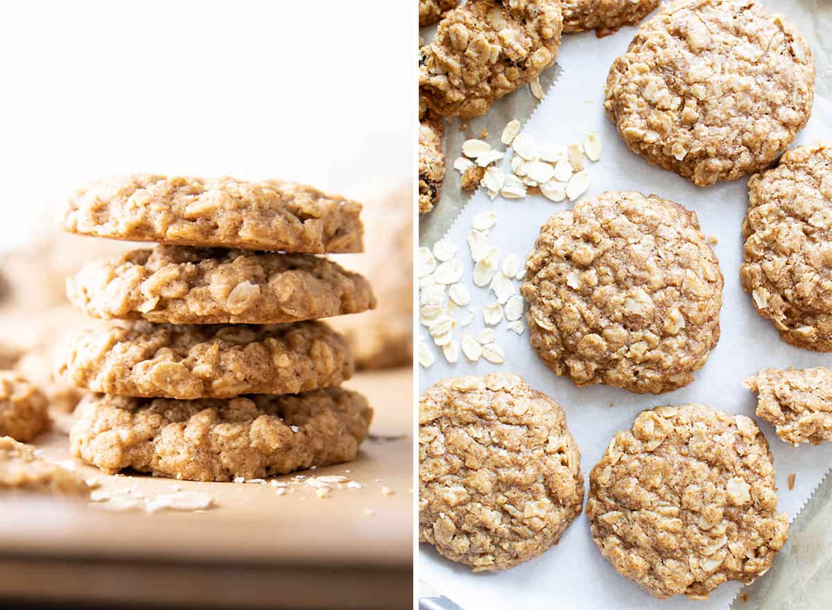 Two photos of Healthy Cookie recipes featuring oatmeal cookies